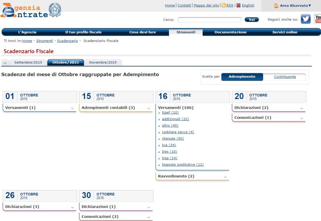 scadenza 16 ottobre