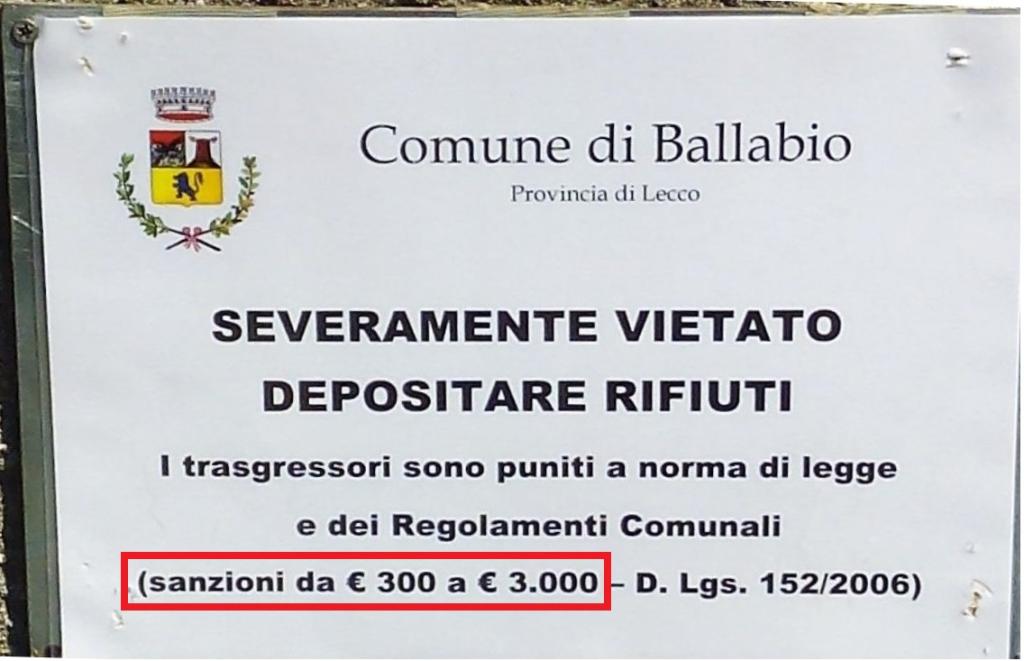 ballabio MAXI MULTE rifiuti - DETTAGLIO 3MILA EURO