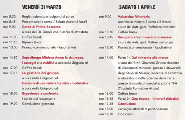 volantino corso nazionale guide minerarie