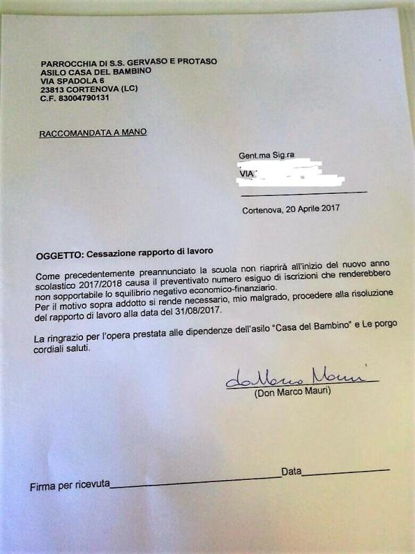 LICENZIAMENTO ASILO BINDO
