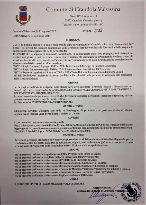 AVVISO CRANDOLA