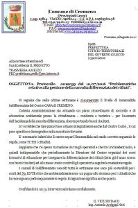 lettera rifiuti cremeno prefettura